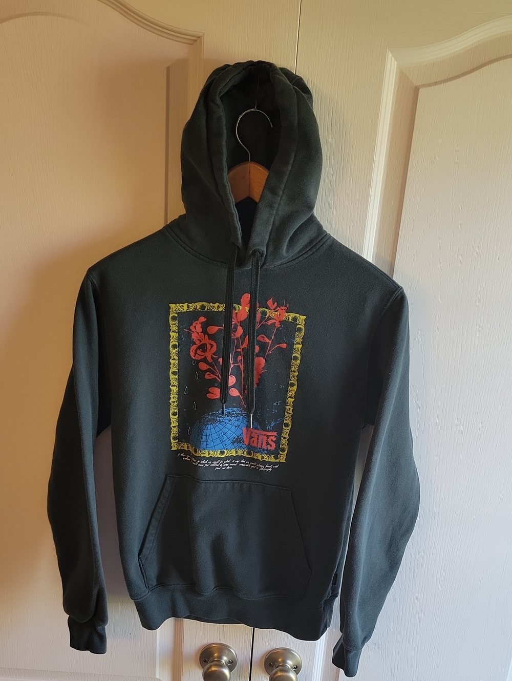 Vans Floral Decor Pullover Hoodie Black Size X Small